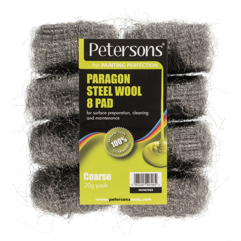 PETERSONS PARAGON STEEL WOOL 8 PAC COARSE 20G