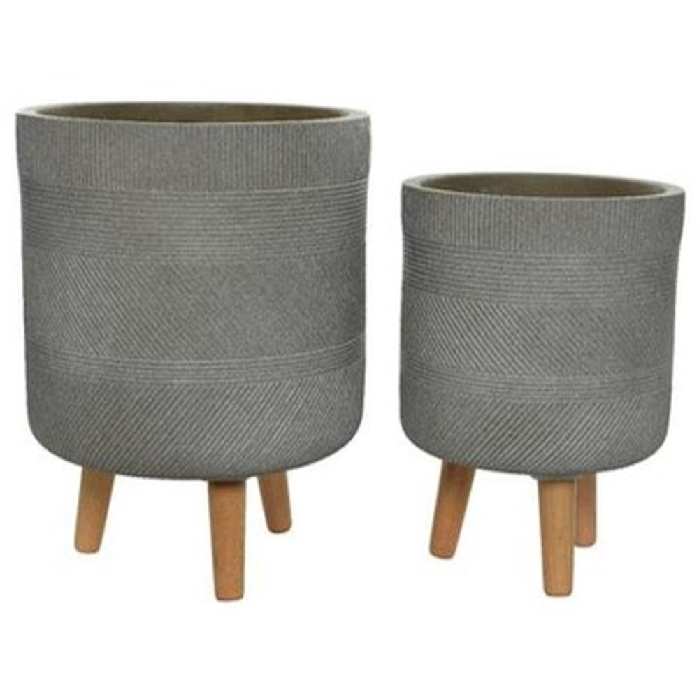 Fibre-Clay-Planter-with-Wood-Legs-Medium