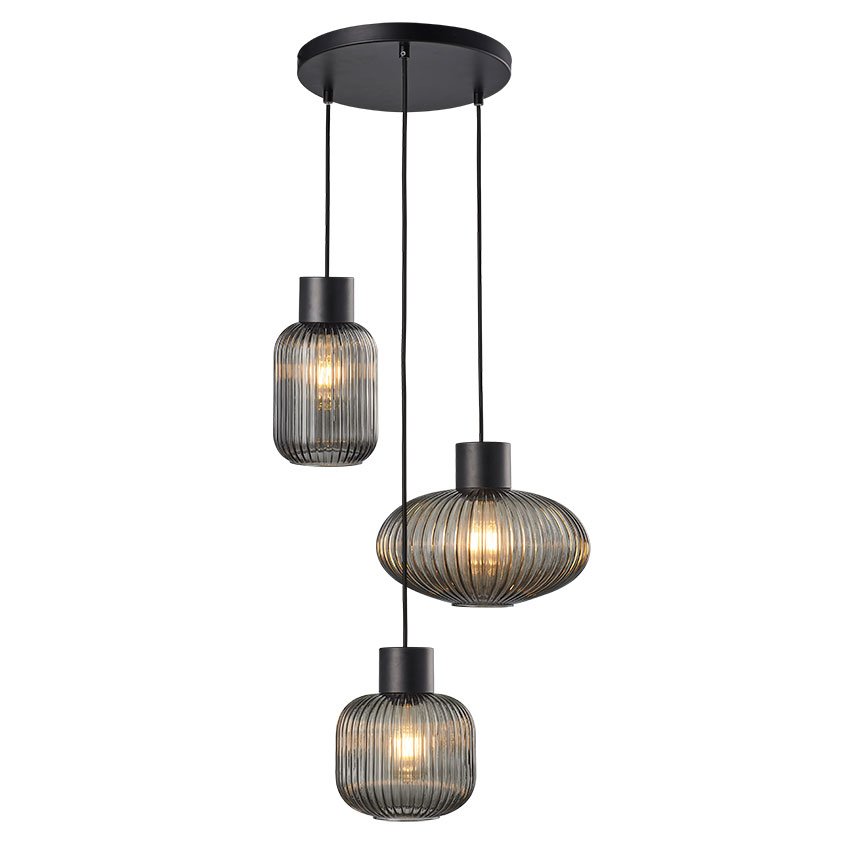 SKYTECH-RIBBED-GLASS-TRIPLE-PENDANT-BLACK