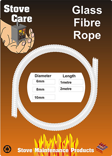 Easi Plumb Stove Care 2m length of 10mm Glass Fibre Rope White