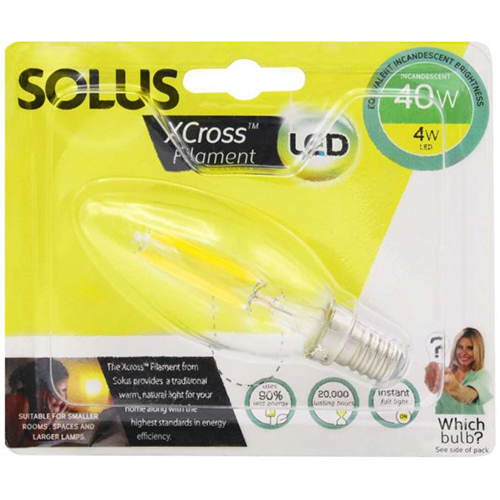 SOLUS 40W = 5W SES CANDLE XCROSS LED