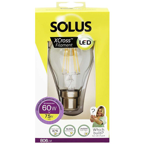 SOLUS 60W = 7.5W BC A55 XCROSS LED