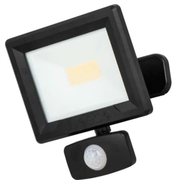 Essence floodlight with ball joint 20W black 4000k colour temp with PIR